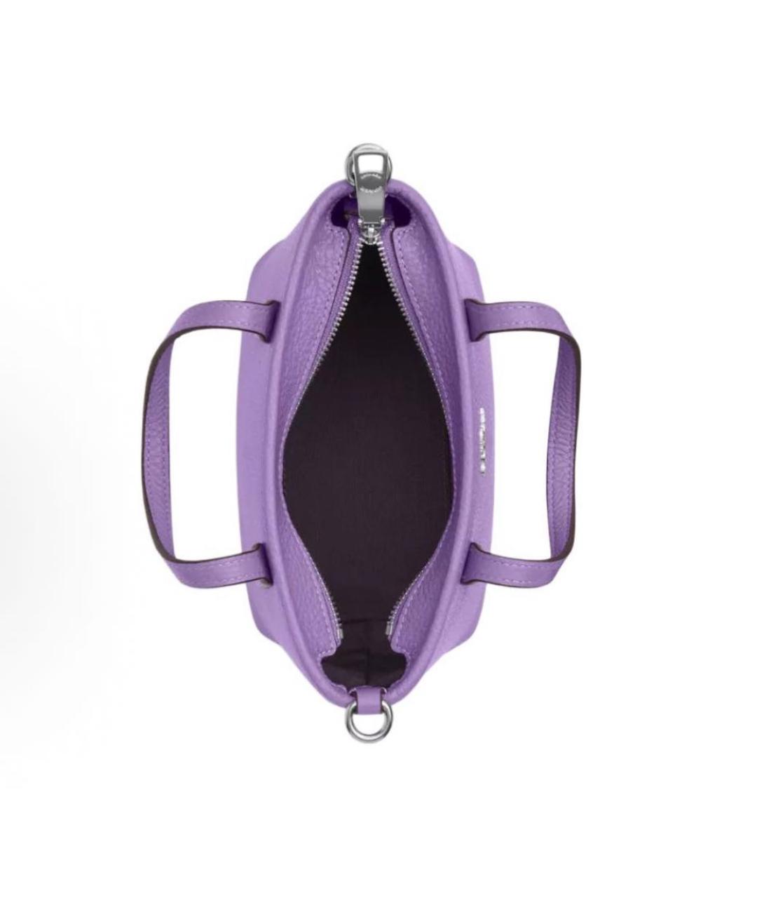 COACH Фиолетовая кожаная сумка с короткими ручками, фото 3