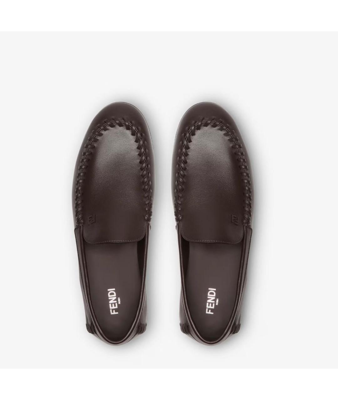FENDI Коричневые кожаные мокасины, фото 4