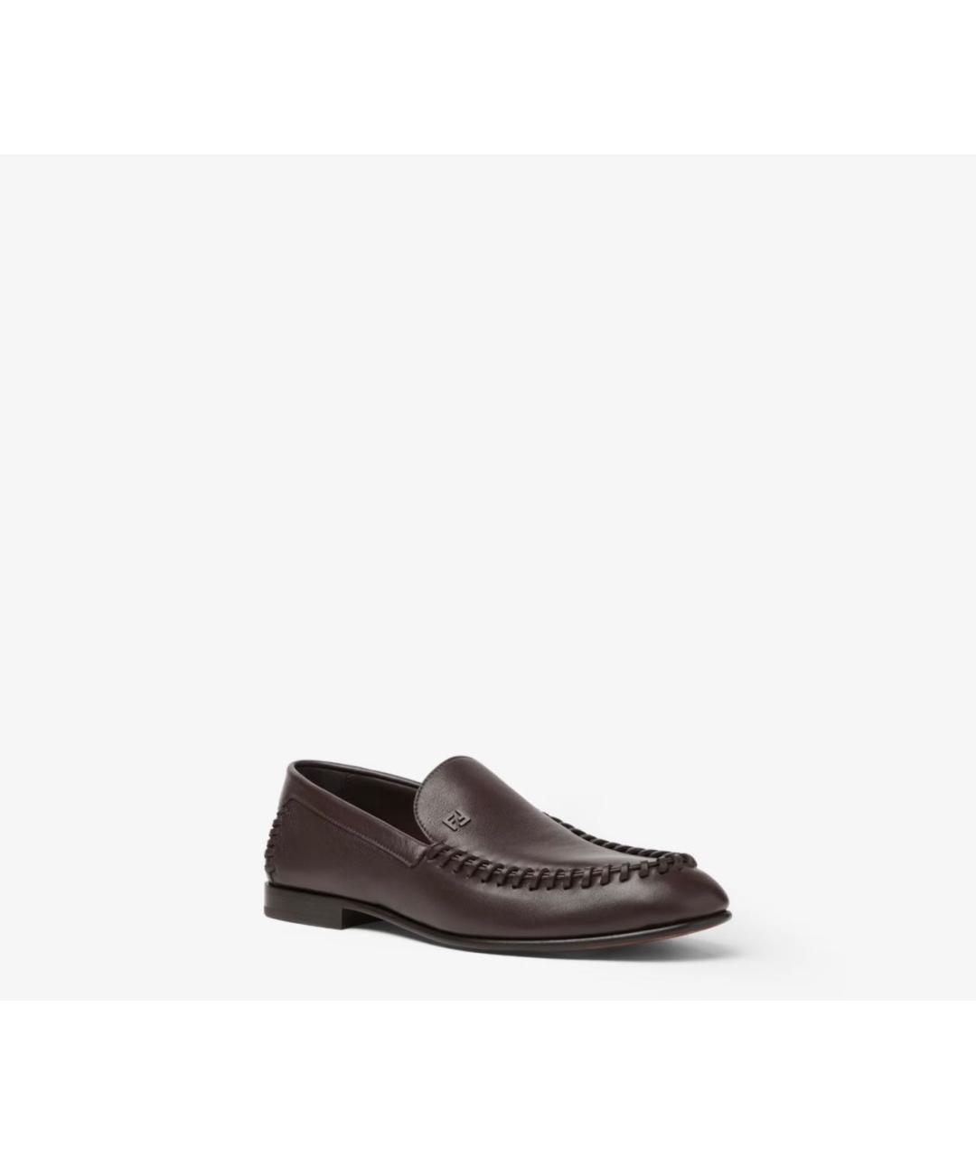 FENDI Коричневые кожаные мокасины, фото 2