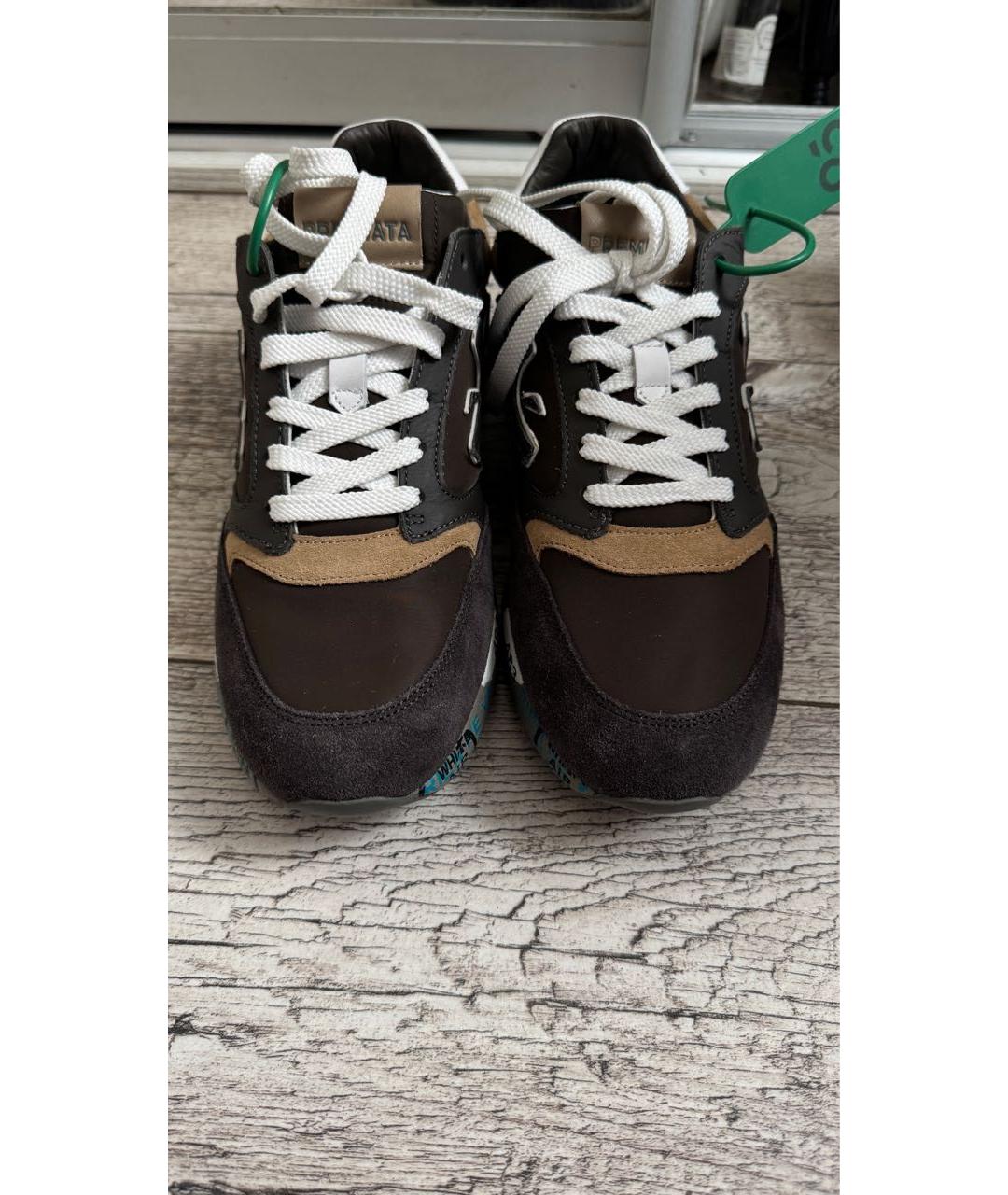 PREMIATA Коричневые замшевые низкие кроссовки / кеды, фото 2