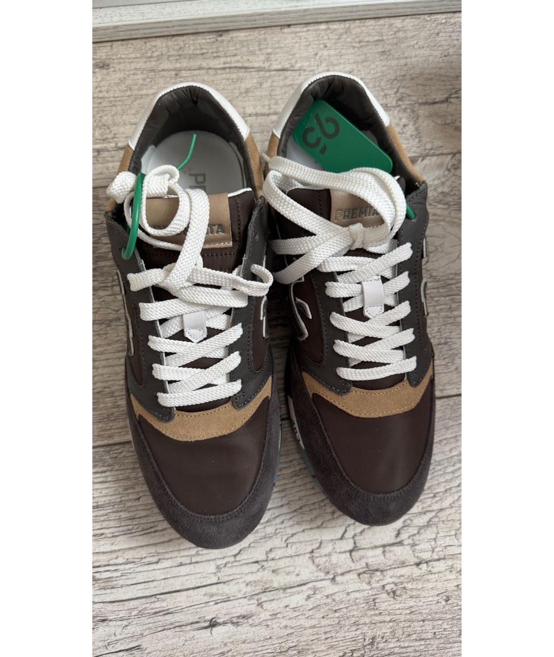 PREMIATA Коричневые замшевые низкие кроссовки / кеды, фото 5