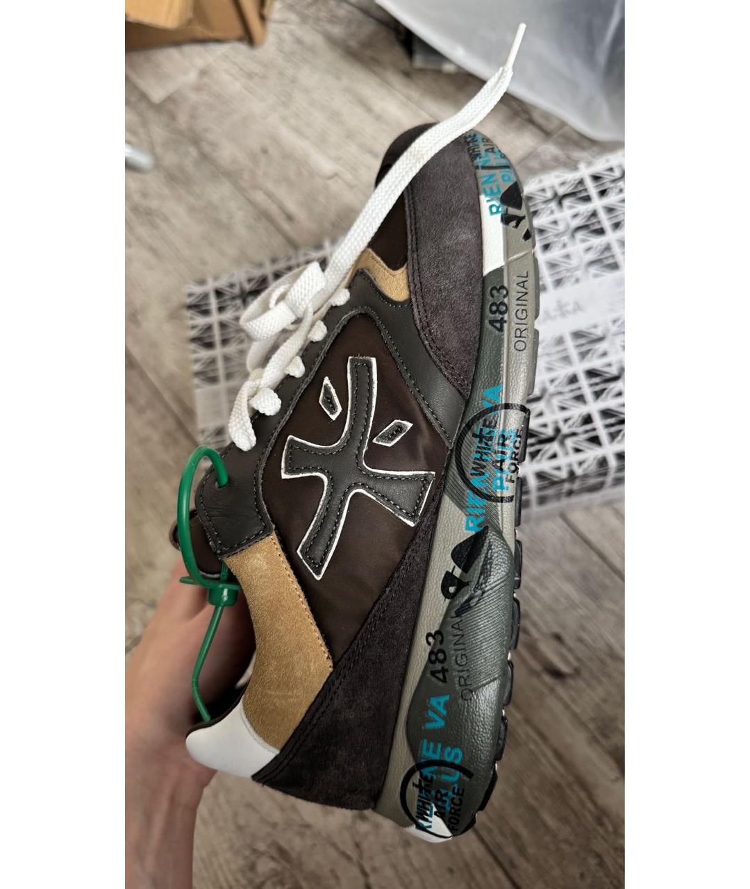 PREMIATA Коричневые замшевые низкие кроссовки / кеды, фото 7