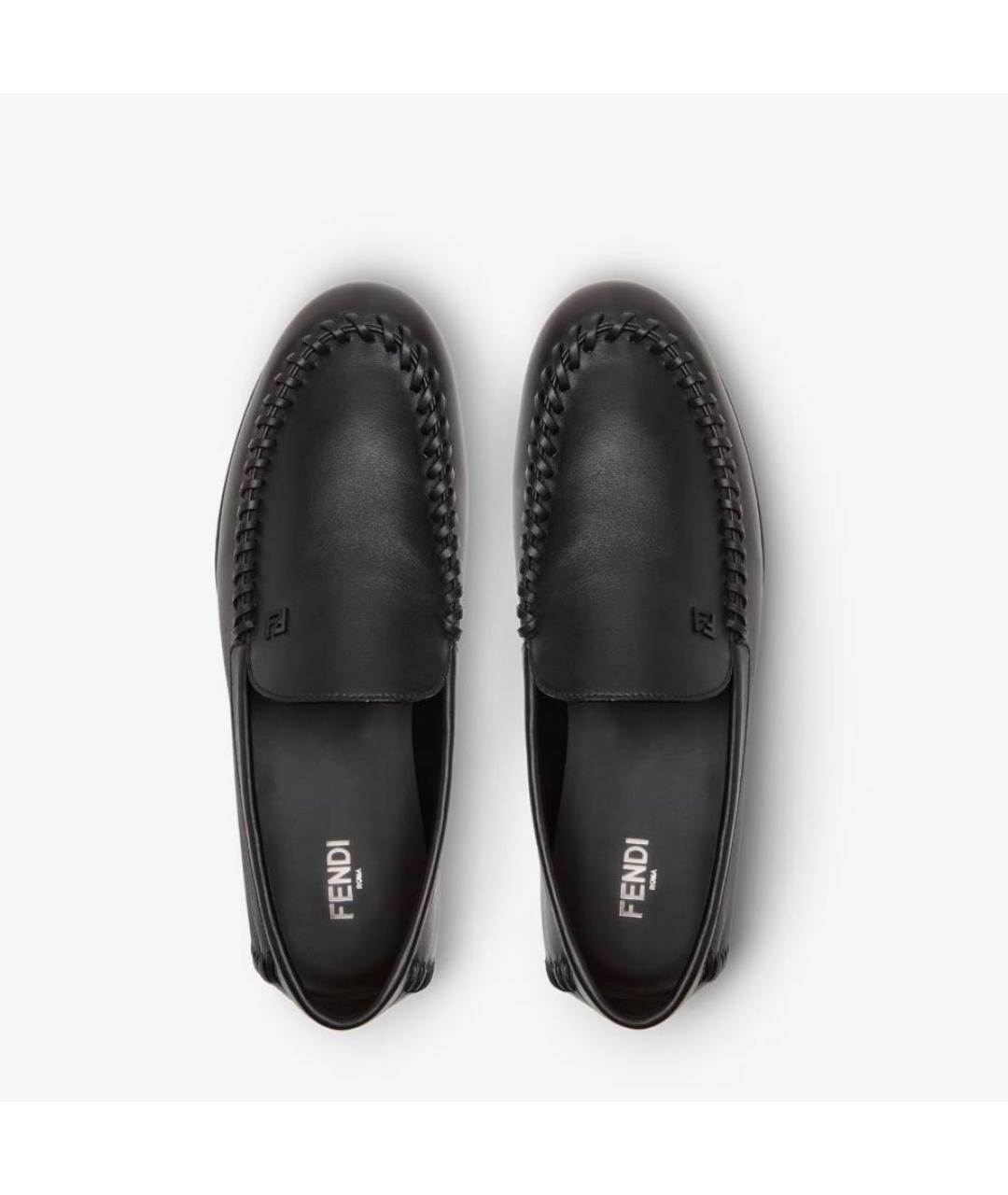 FENDI Черные кожаные мокасины, фото 4