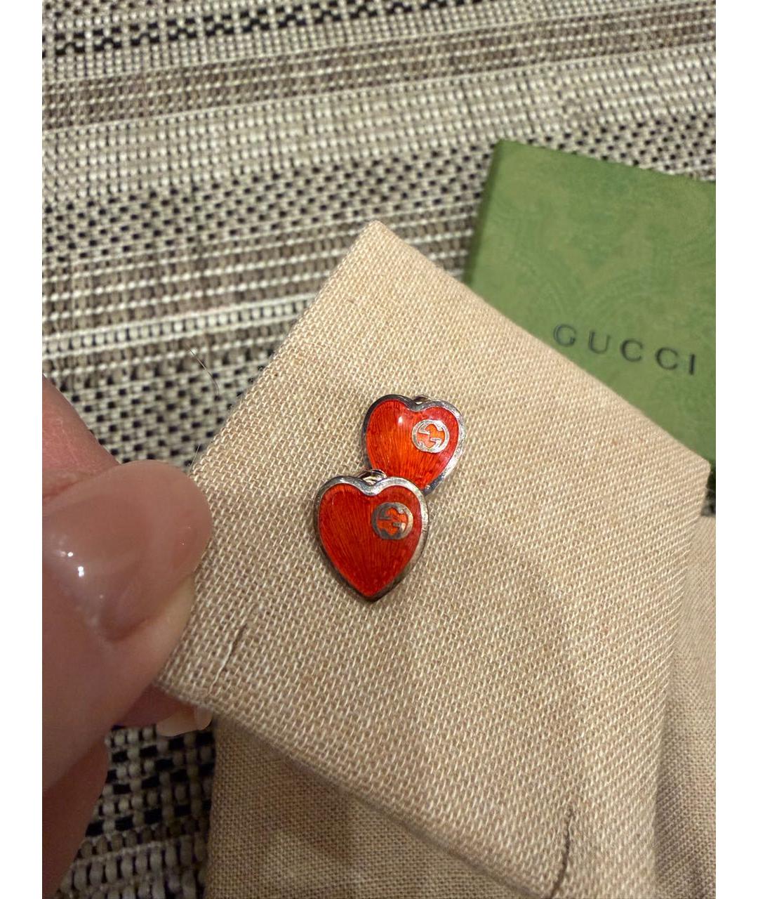 GUCCI Красные серебряные серьги, фото 4