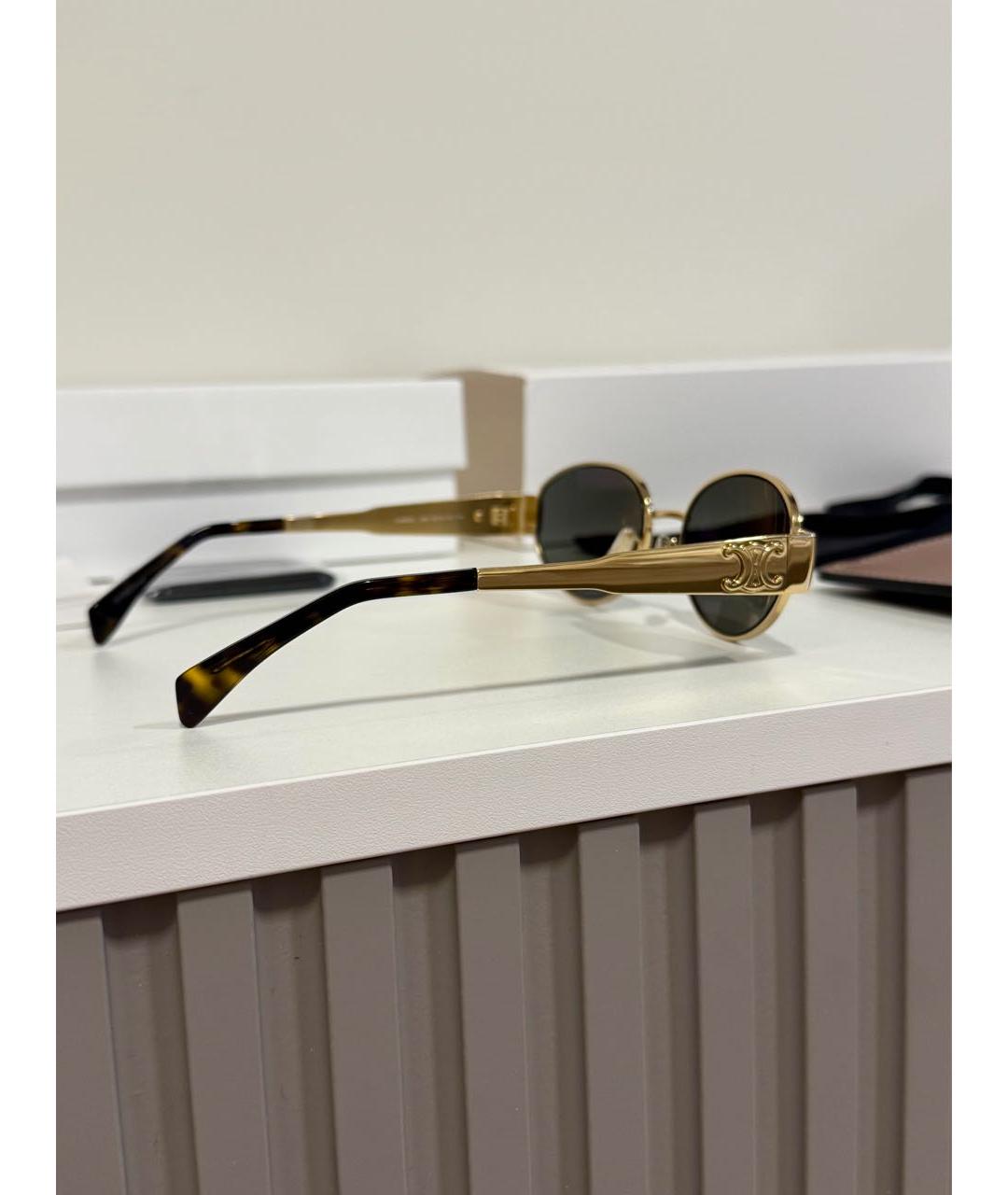 CELINE Золотые металлические солнцезащитные очки, фото 6