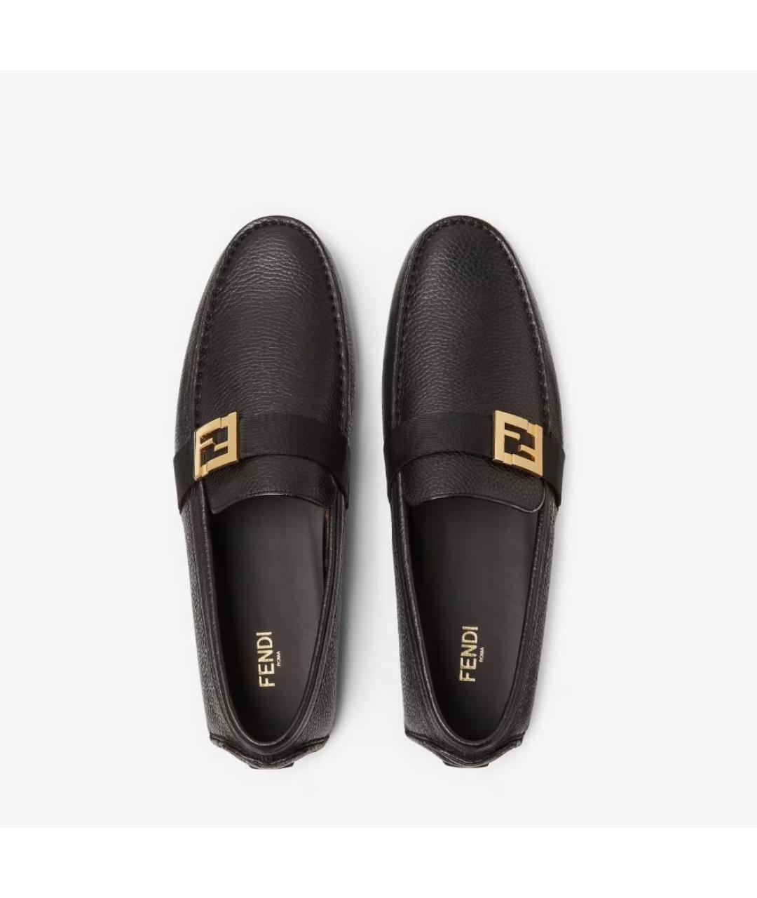 FENDI Черные кожаные мокасины, фото 4