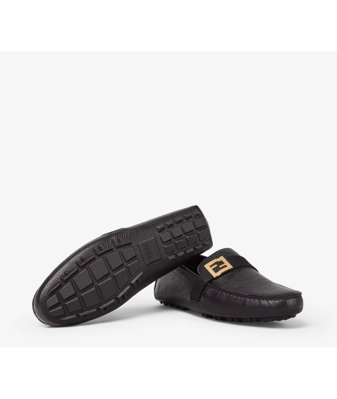 FENDI Черные кожаные мокасины, фото 5