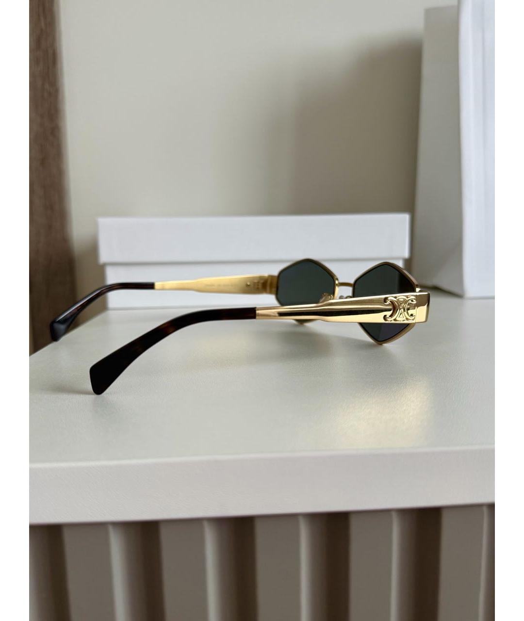 CELINE Золотые металлические солнцезащитные очки, фото 6