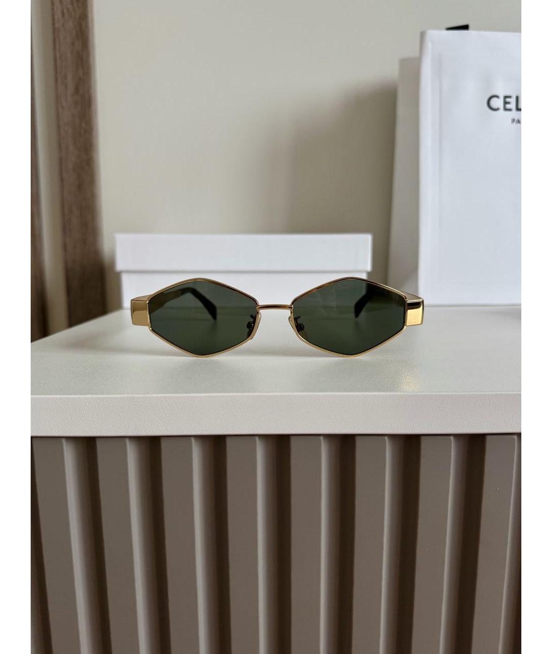CELINE Золотые металлические солнцезащитные очки, фото 3