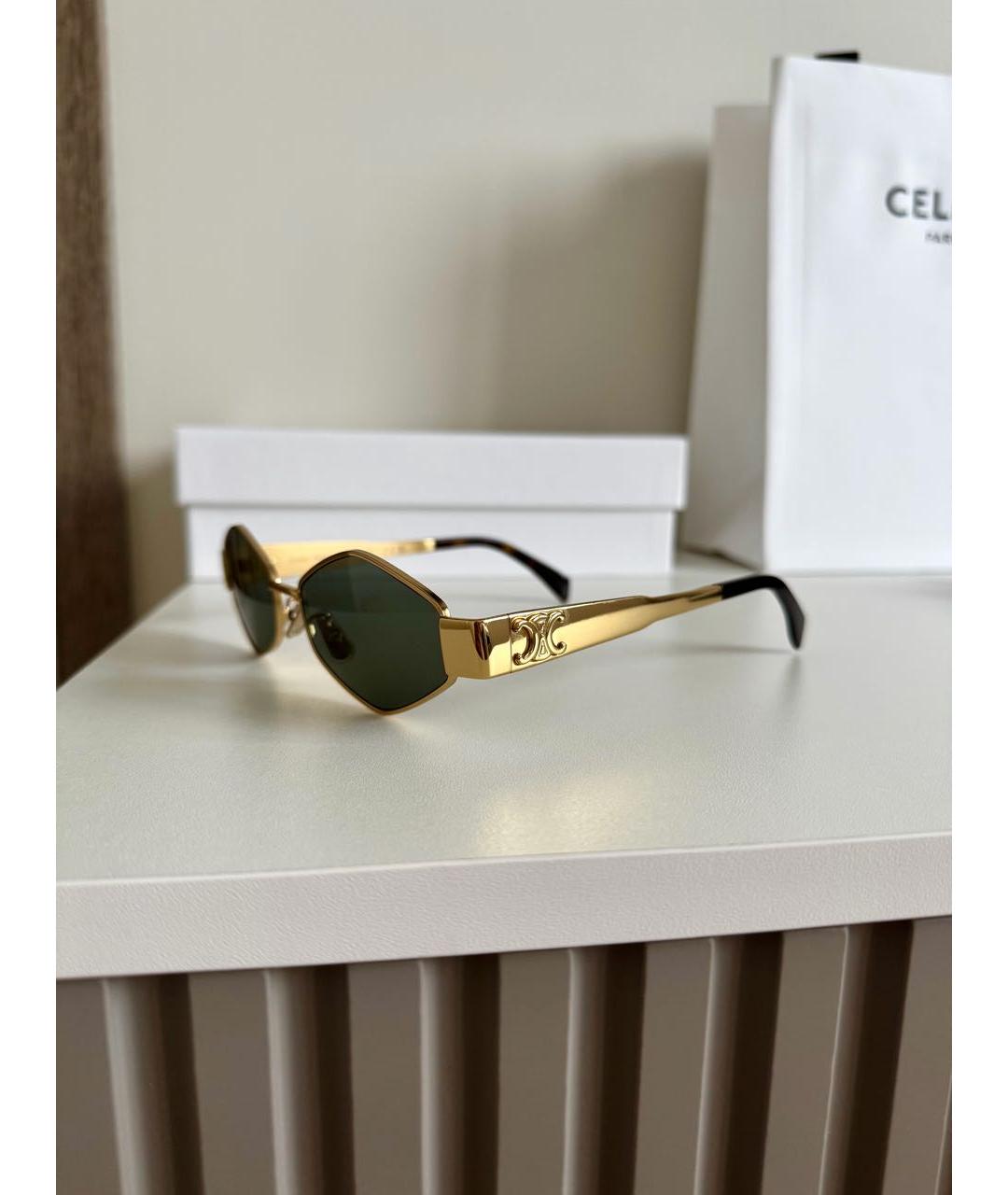 CELINE Золотые металлические солнцезащитные очки, фото 4