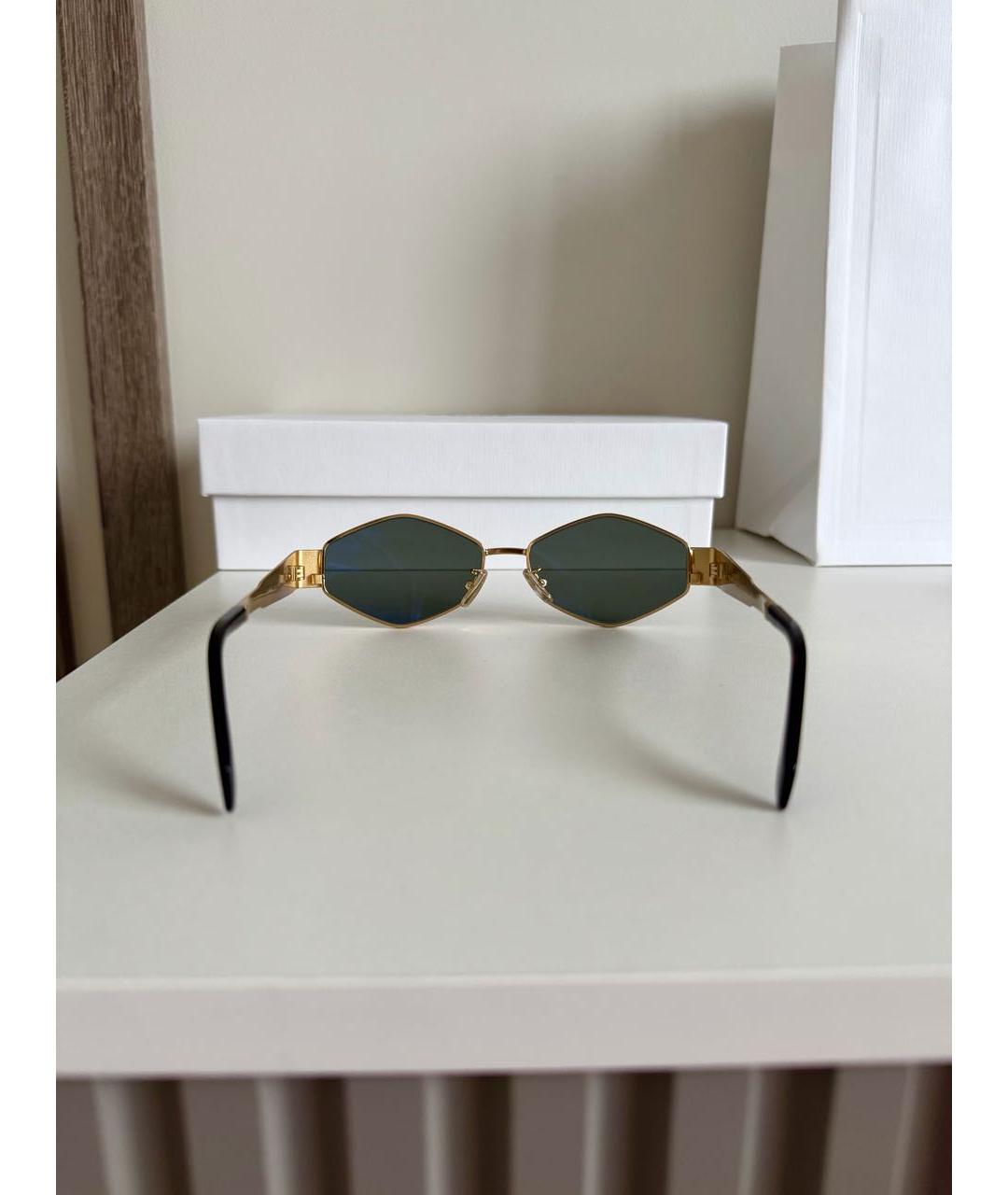 CELINE Золотые металлические солнцезащитные очки, фото 5