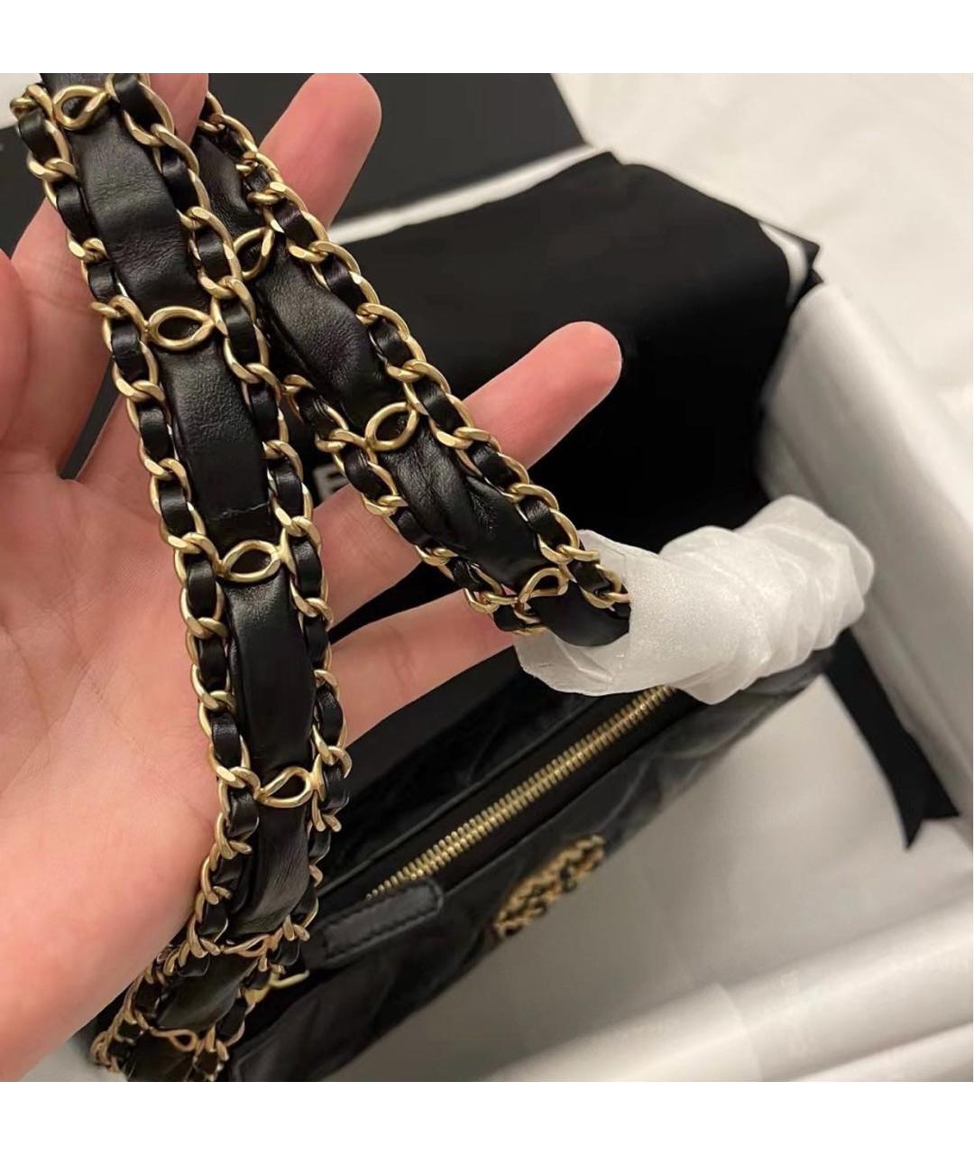 CHANEL Черная кожаная сумка с короткими ручками, фото 7