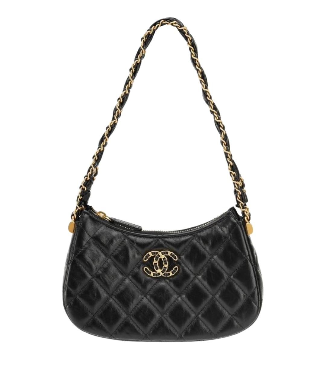 CHANEL Черная кожаная сумка с короткими ручками, фото 1