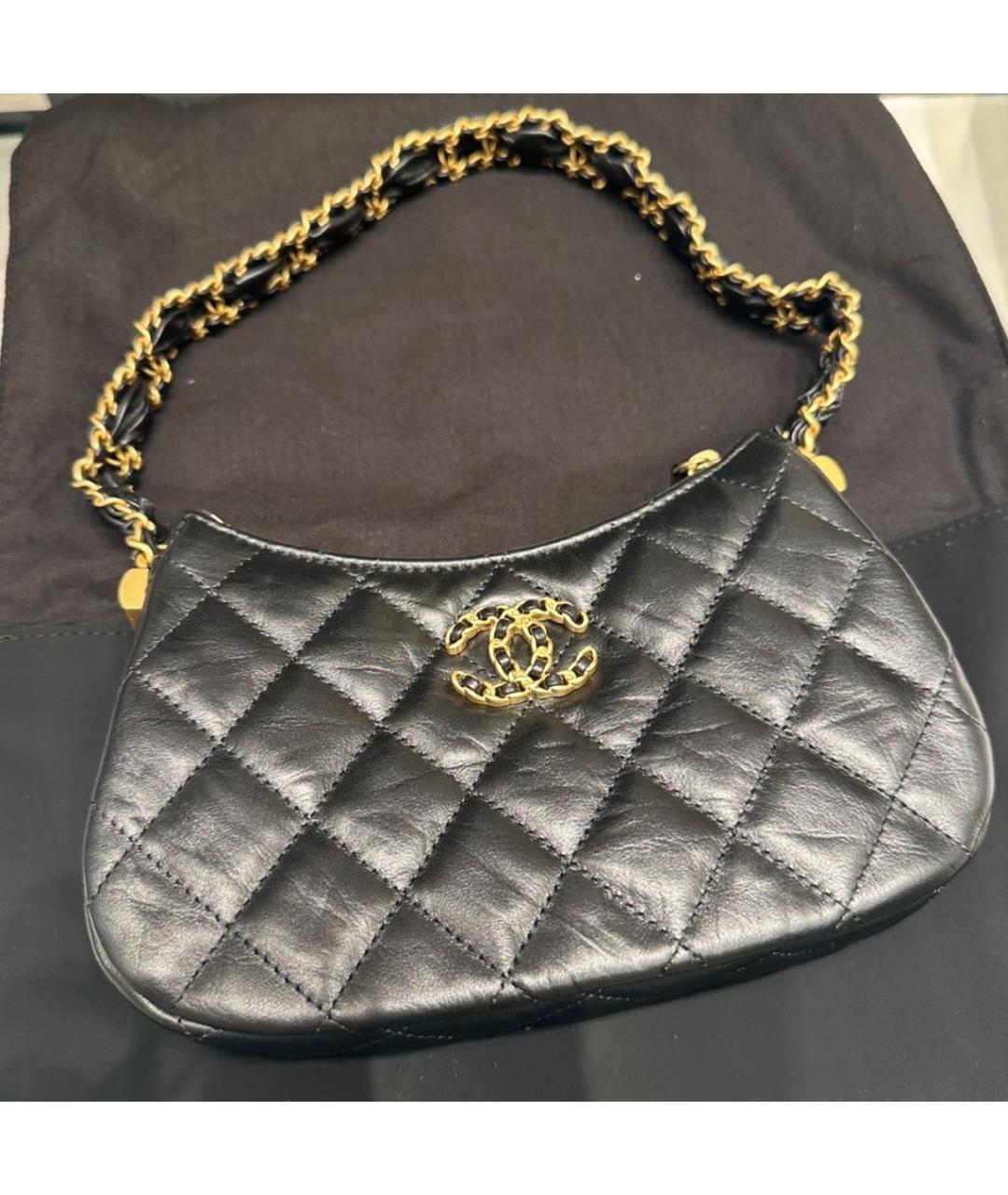 CHANEL Черная кожаная сумка с короткими ручками, фото 8