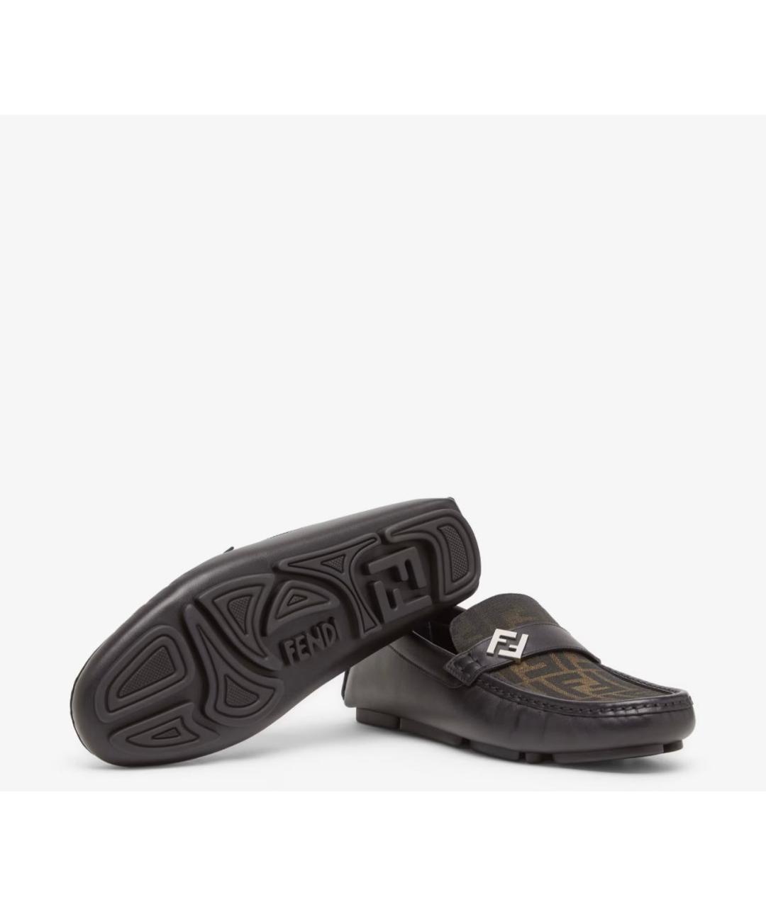 FENDI Черные кожаные мокасины, фото 5