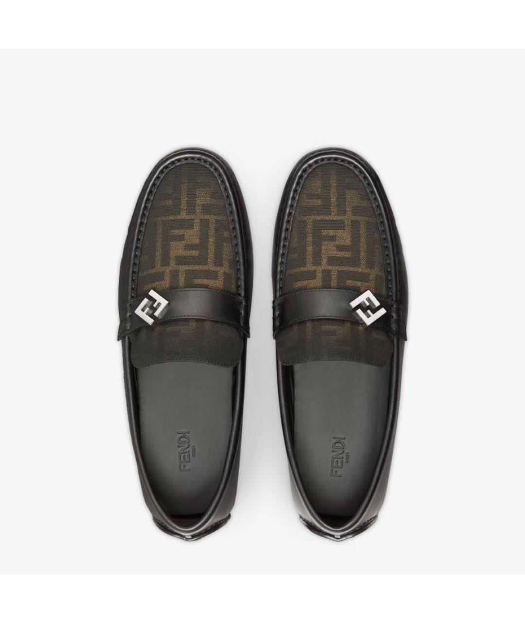 FENDI Черные кожаные мокасины, фото 4