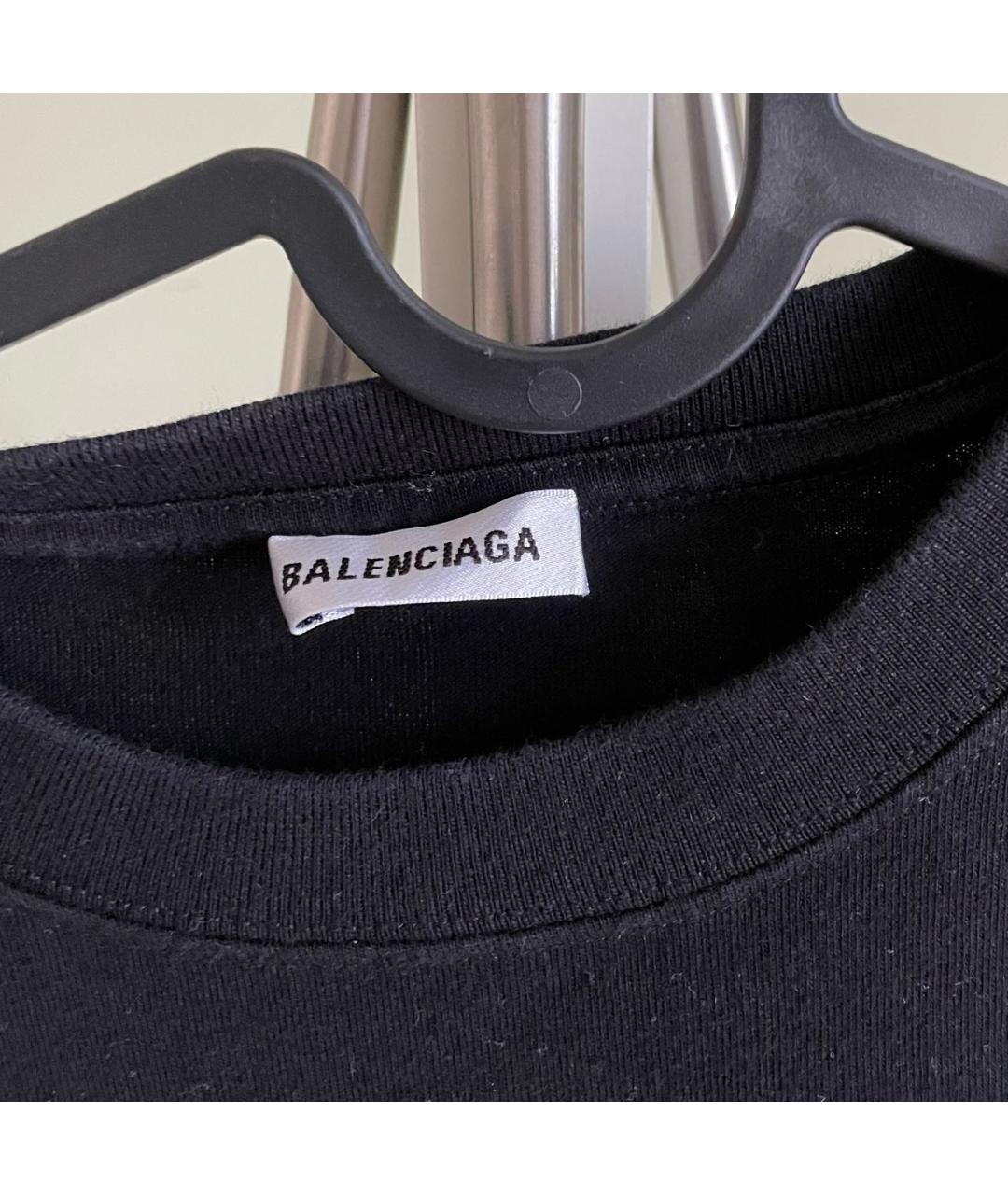 BALENCIAGA Черная хлопковая футболка, фото 3