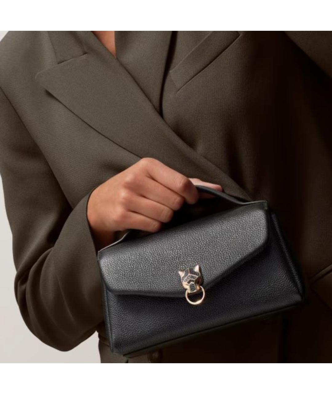 CARTIER Черная кожаная сумка с короткими ручками, фото 3