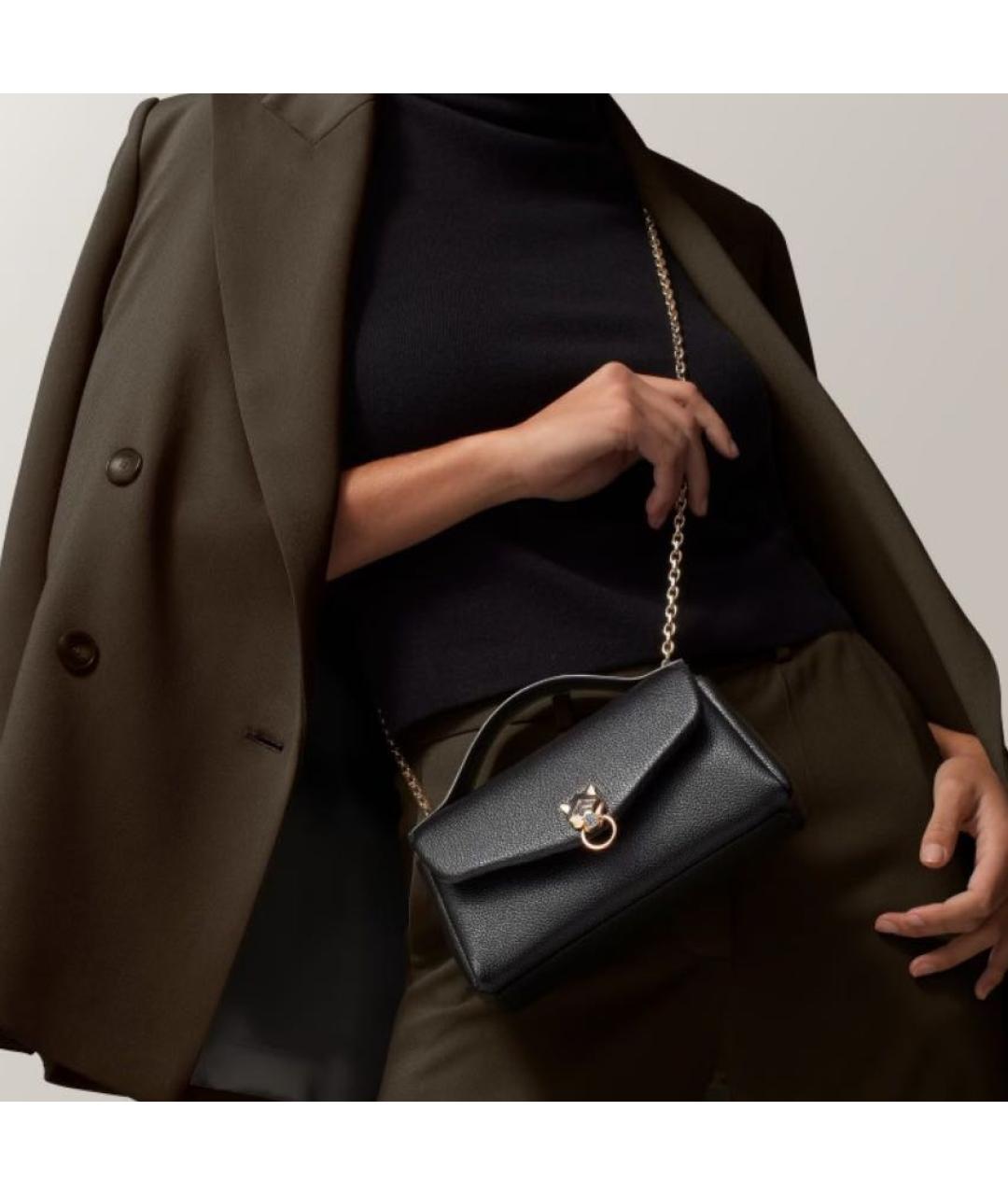 CARTIER Черная кожаная сумка с короткими ручками, фото 2