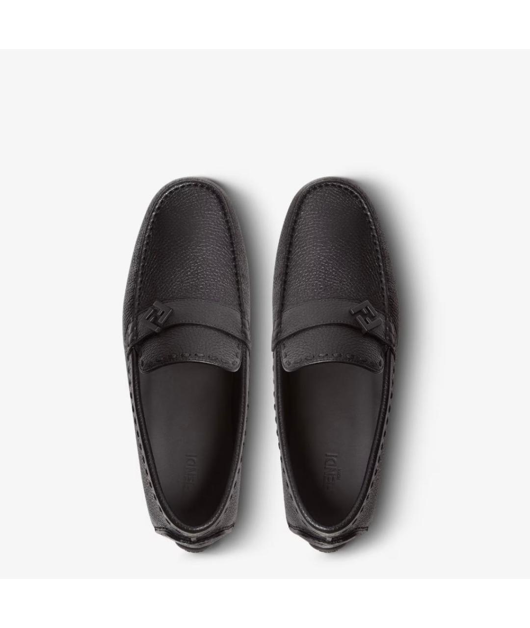 FENDI Черные кожаные мокасины, фото 4