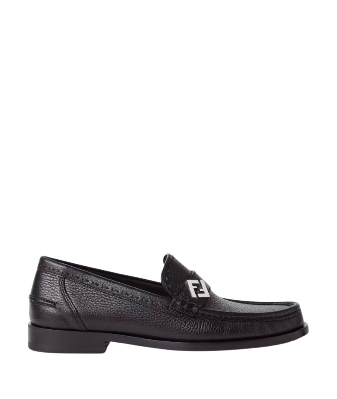 FENDI Черные кожаные мокасины, фото 1