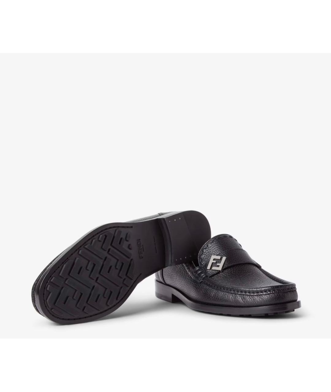 FENDI Черные кожаные мокасины, фото 5