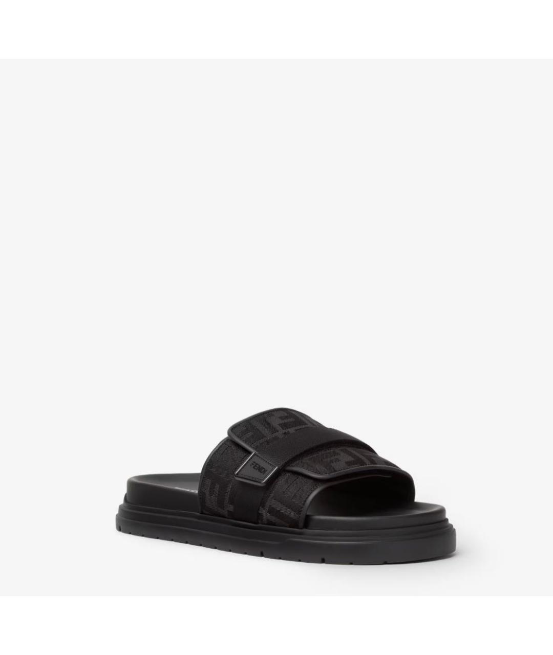 FENDI Черные кожаные шлепанцы, фото 2