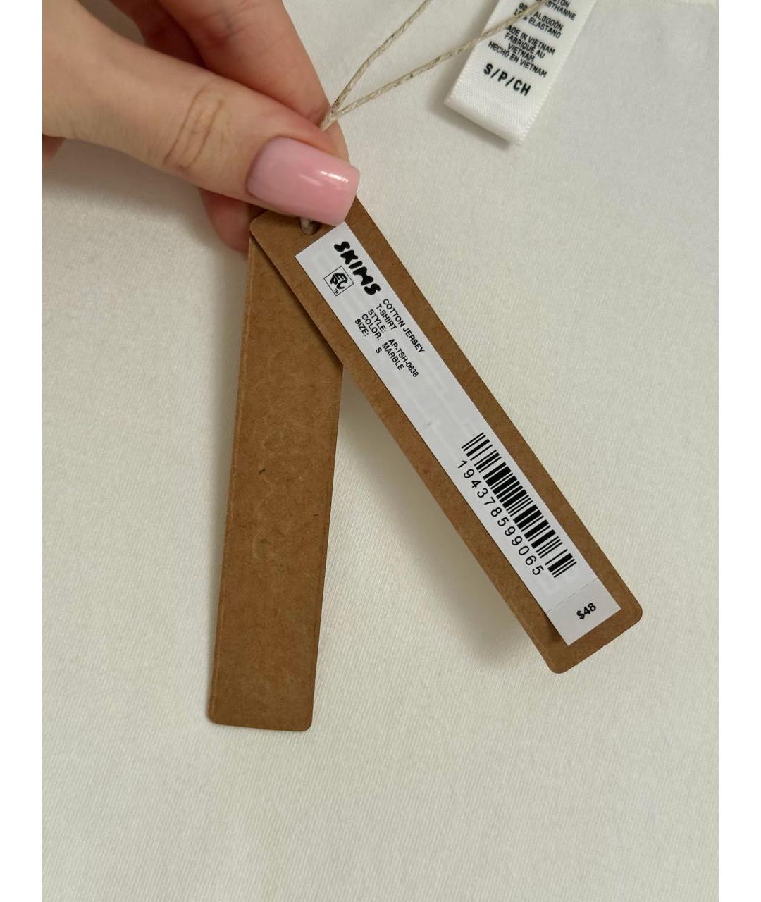 SKIMS Белая хлопковая футболка, фото 5