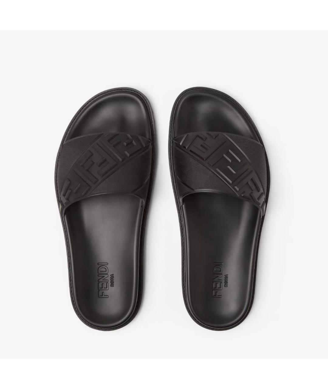 FENDI Черные шлепанцы, фото 4
