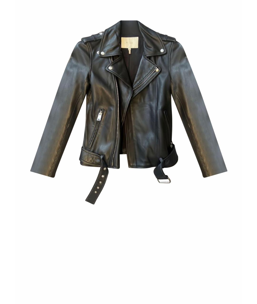 MAJE Черная кожаная куртка, фото 1