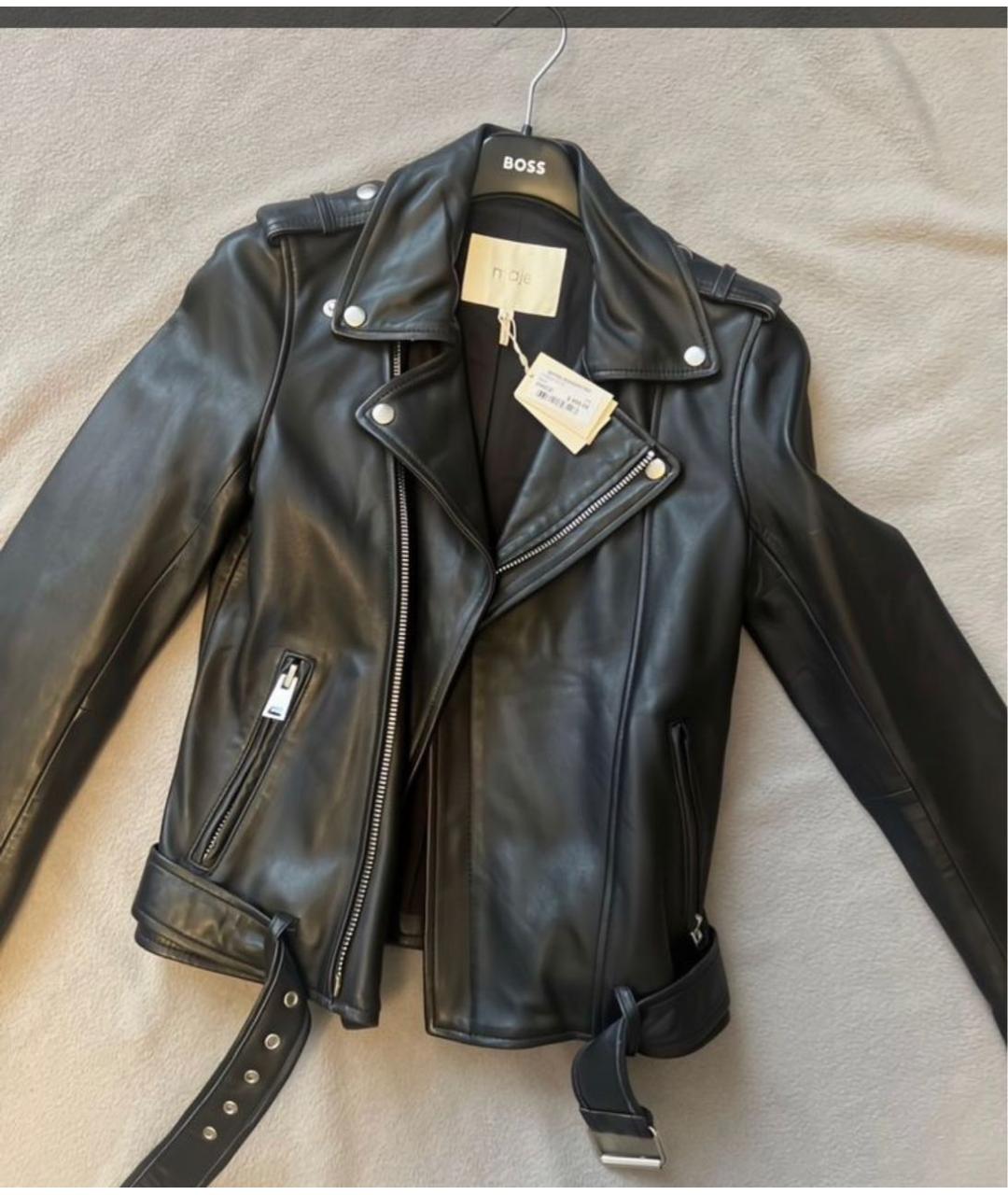 MAJE Черная кожаная куртка, фото 7