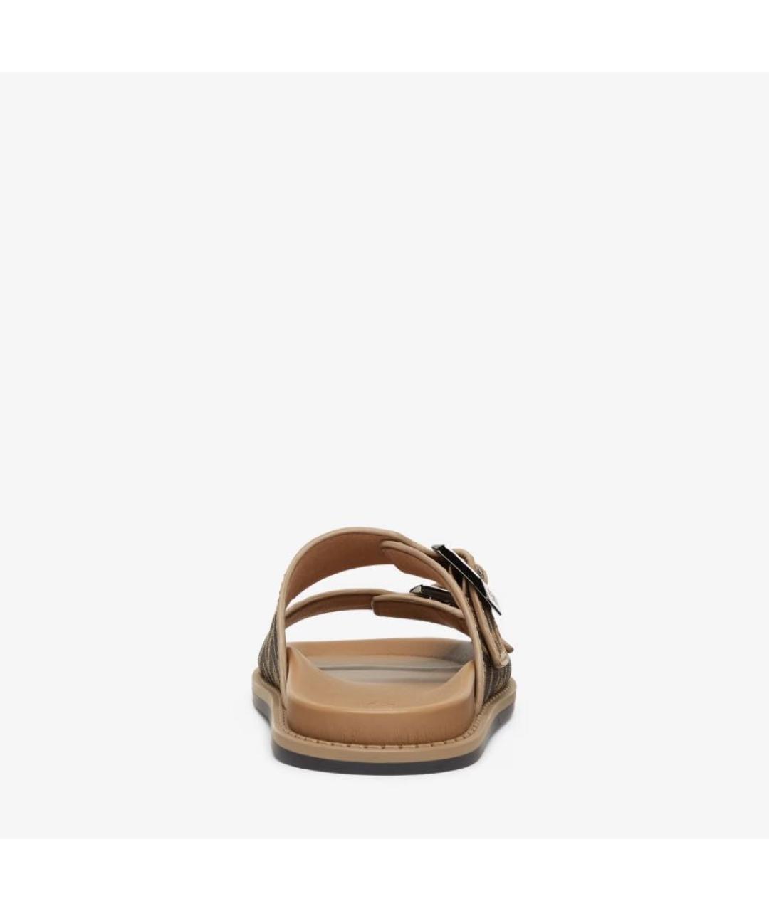 FENDI Коричневые кожаные шлепанцы, фото 3