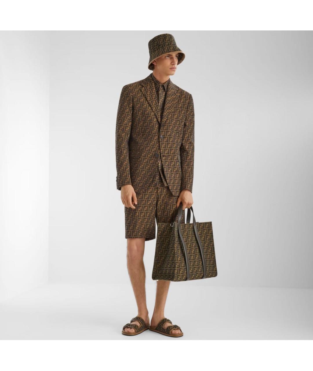 FENDI Коричневые кожаные шлепанцы, фото 5