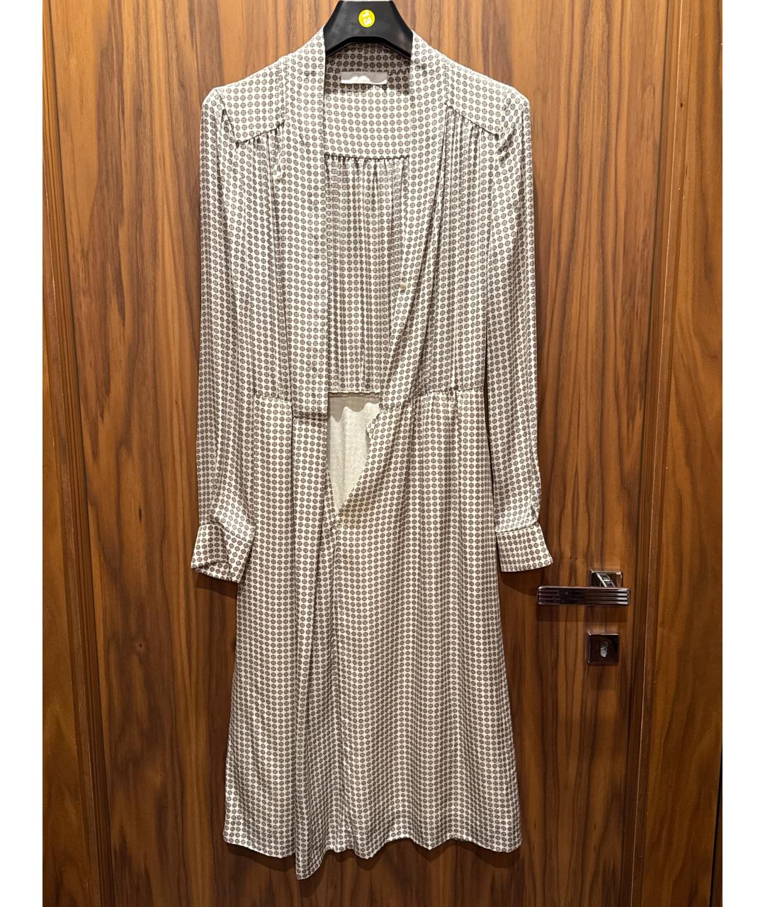 CHLOE Бежевое шелковое повседневное платье, фото 6