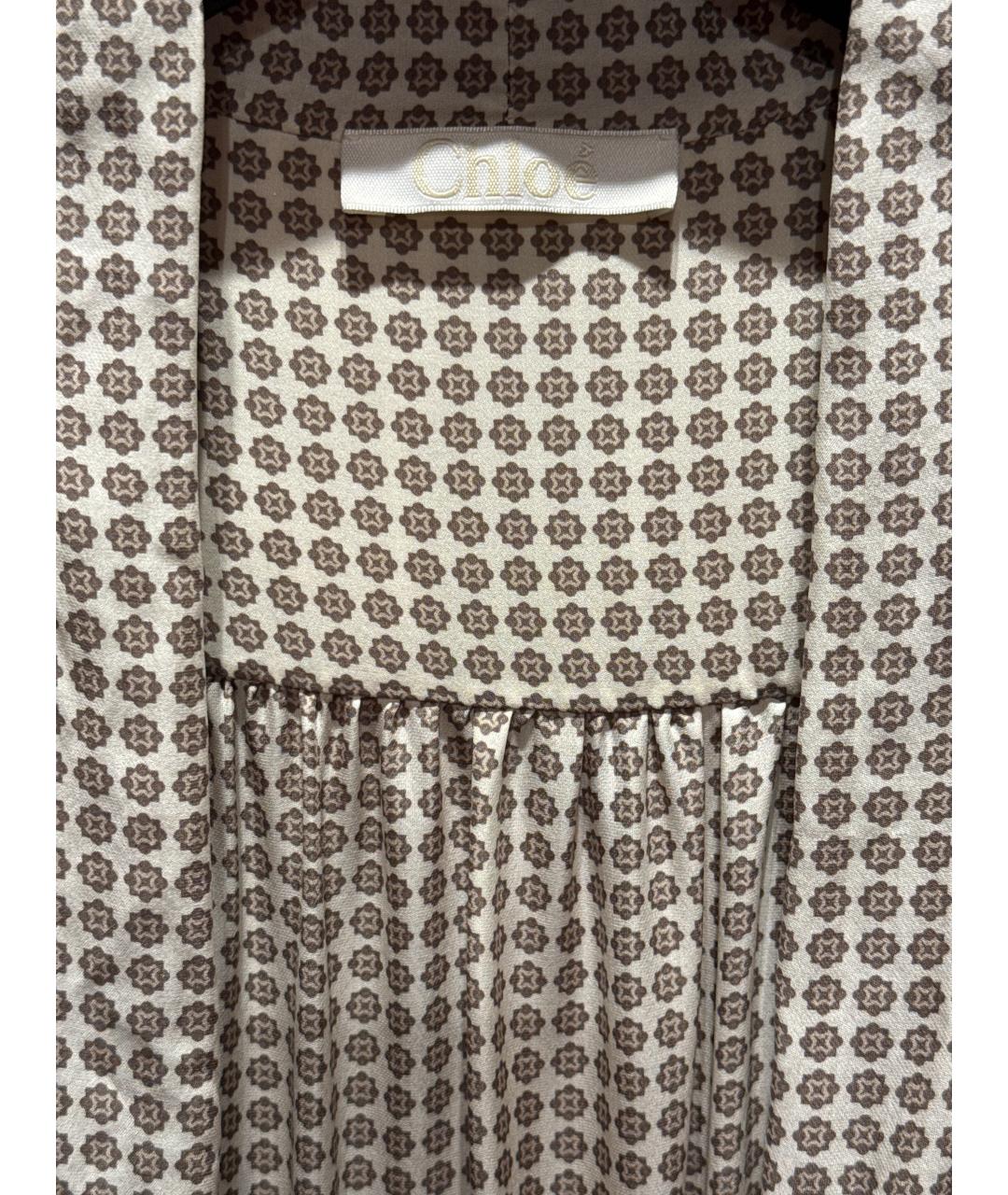 CHLOE Бежевое шелковое повседневное платье, фото 3