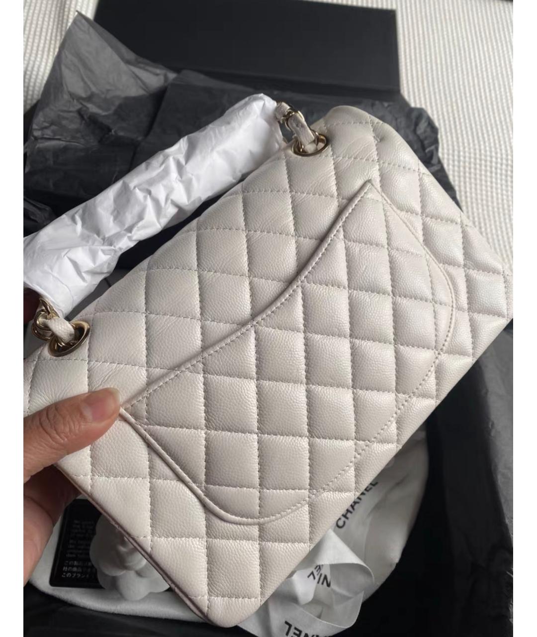 CHANEL Белая кожаная сумка через плечо, фото 5
