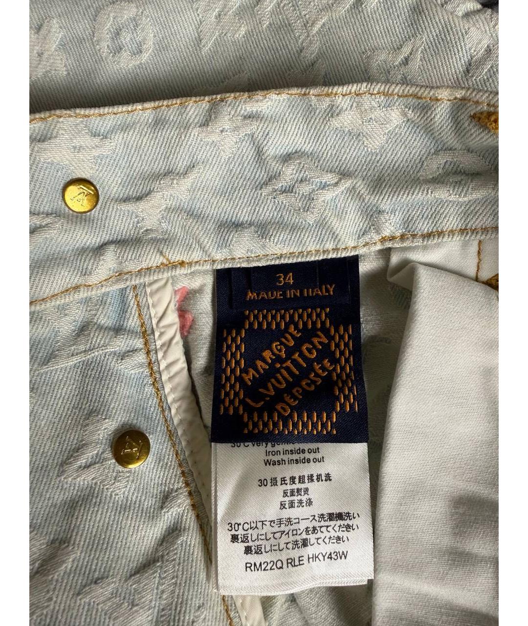 LOUIS VUITTON Голубые хлопковые прямые джинсы, фото 4