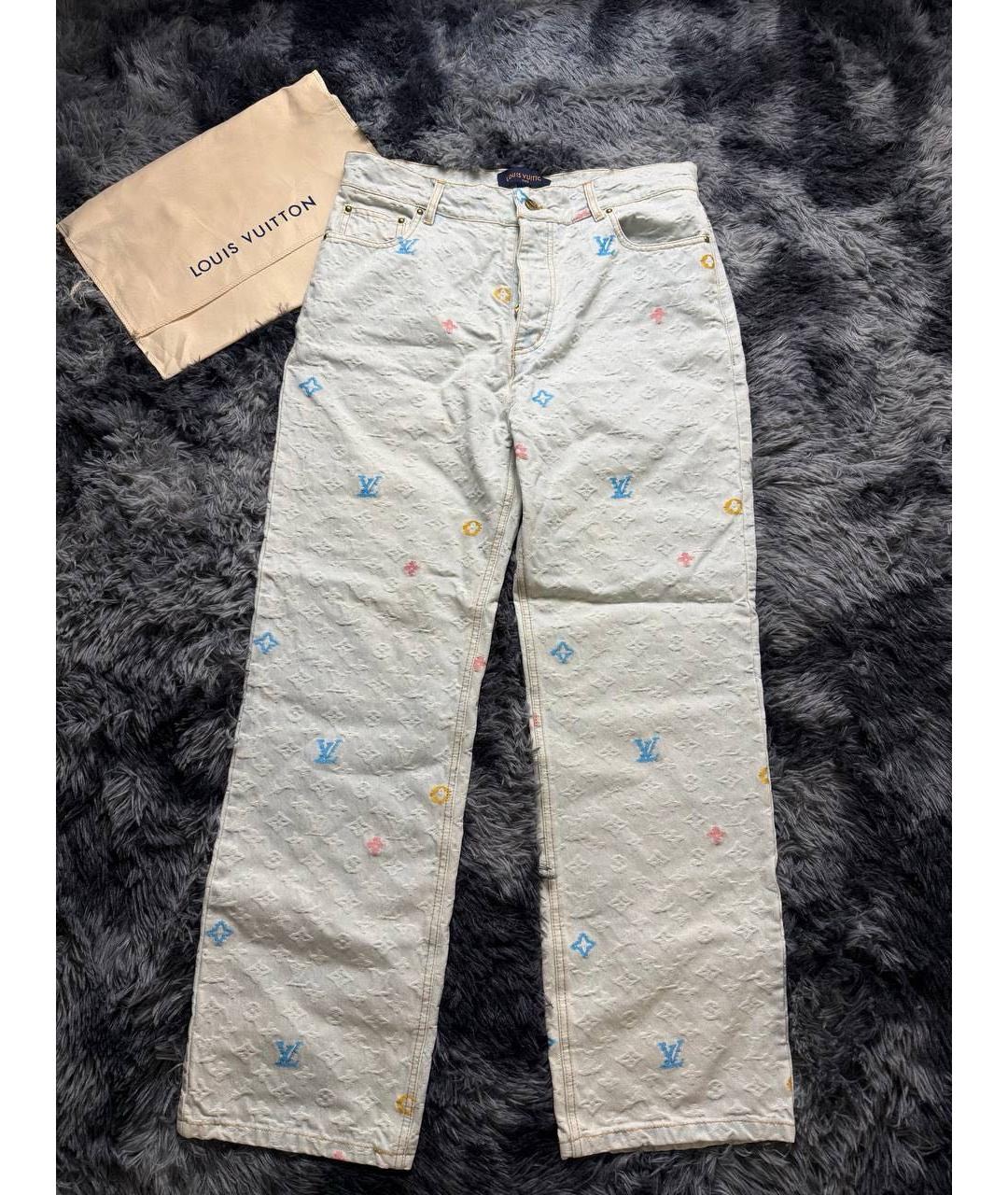 LOUIS VUITTON Голубые хлопковые прямые джинсы, фото 5