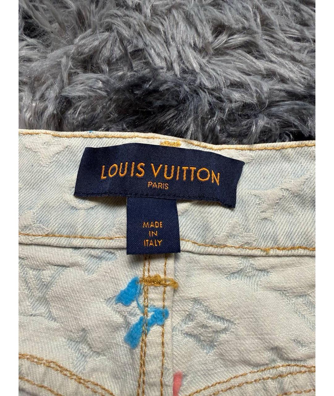 LOUIS VUITTON Голубые хлопковые прямые джинсы, фото 3