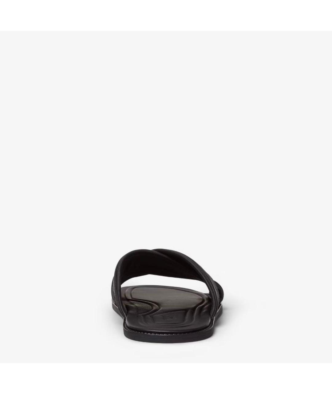 FENDI Черные кожаные шлепанцы, фото 3