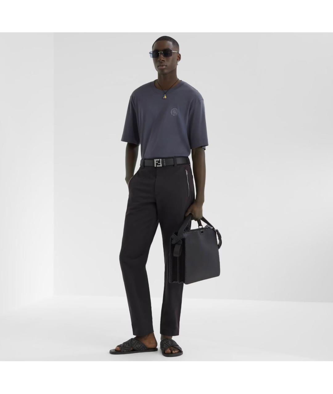 FENDI Черные кожаные шлепанцы, фото 5