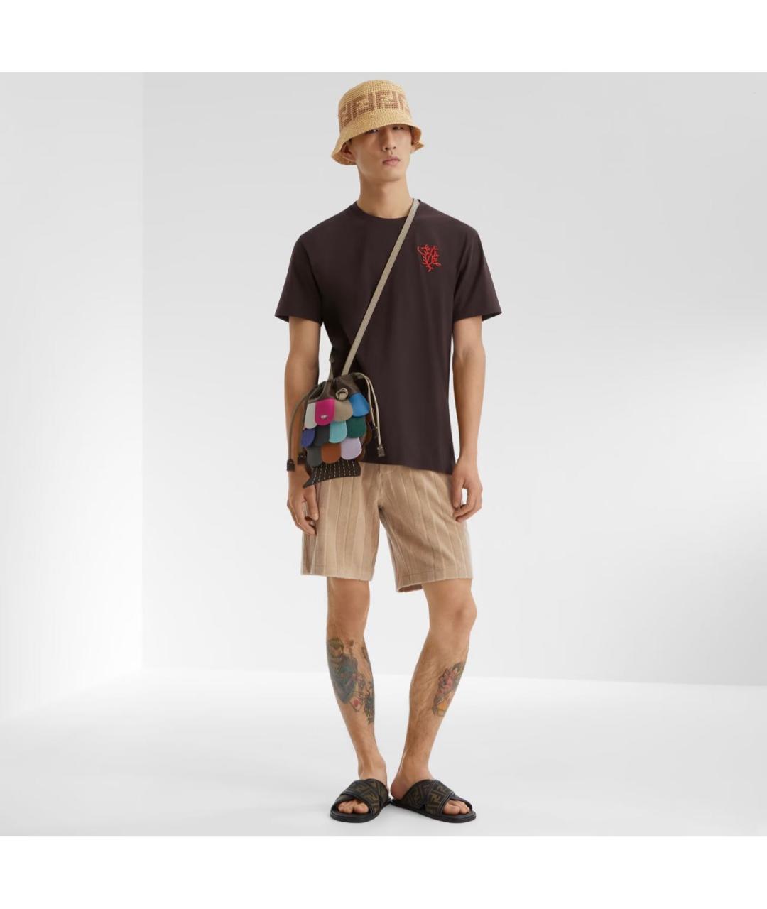 FENDI Коричневые кожаные шлепанцы, фото 5