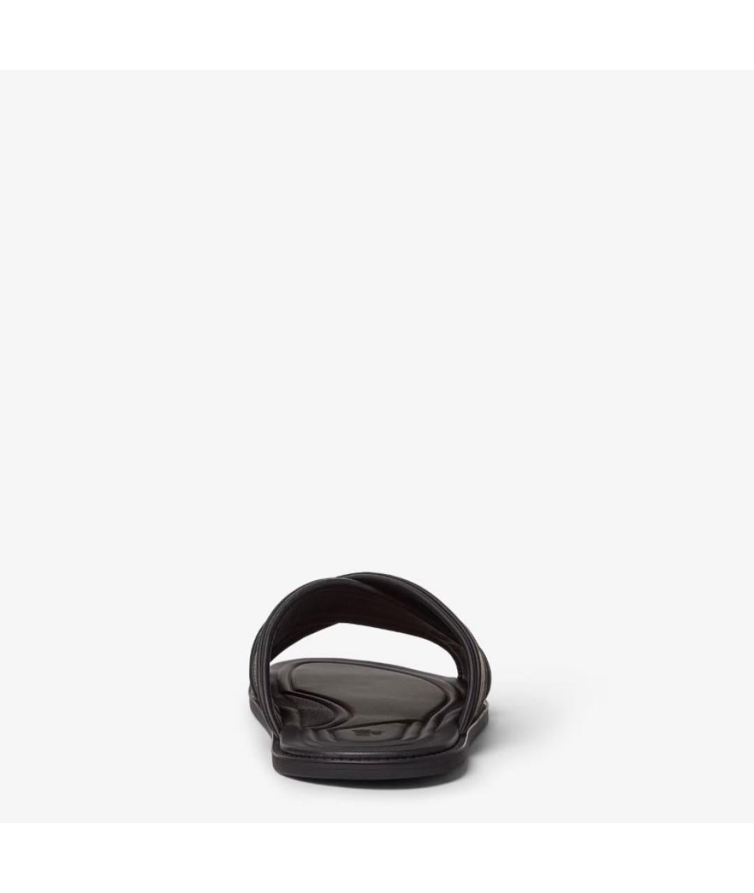 FENDI Коричневые кожаные шлепанцы, фото 3