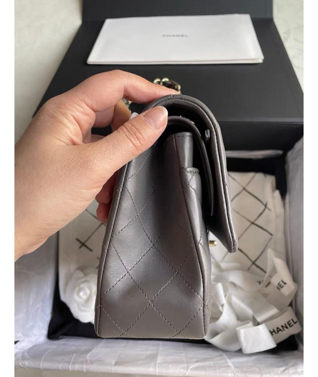 CHANEL Серая кожаная сумка через плечо, фото 6