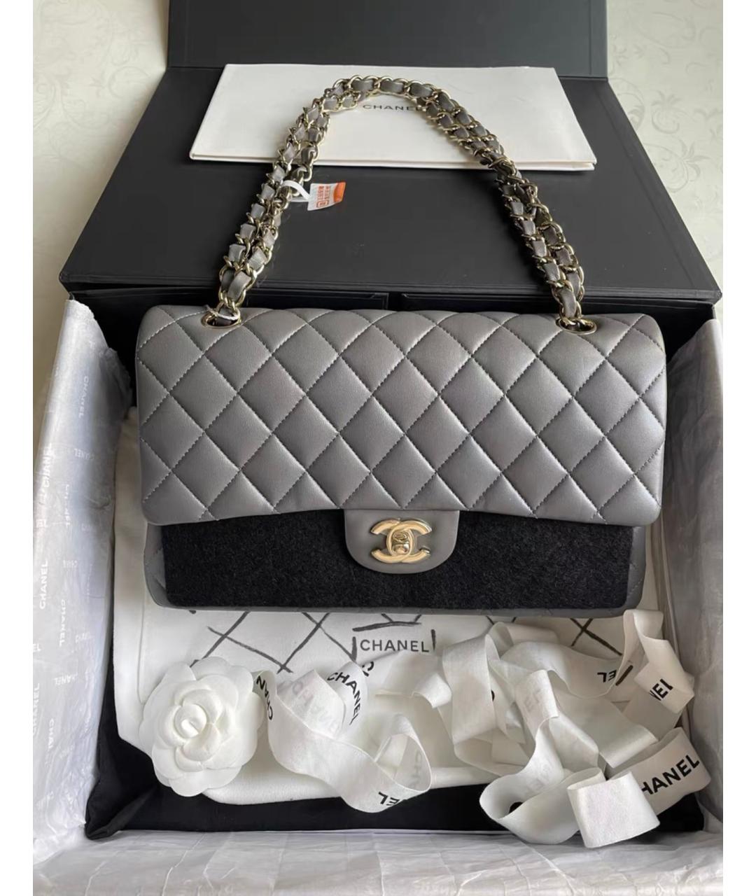 CHANEL Серая кожаная сумка через плечо, фото 8