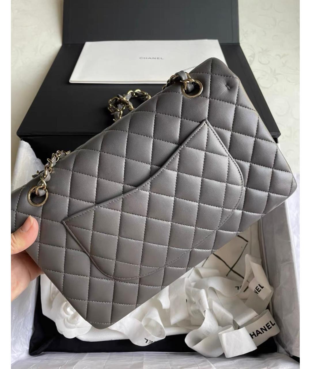 CHANEL Серая кожаная сумка через плечо, фото 4