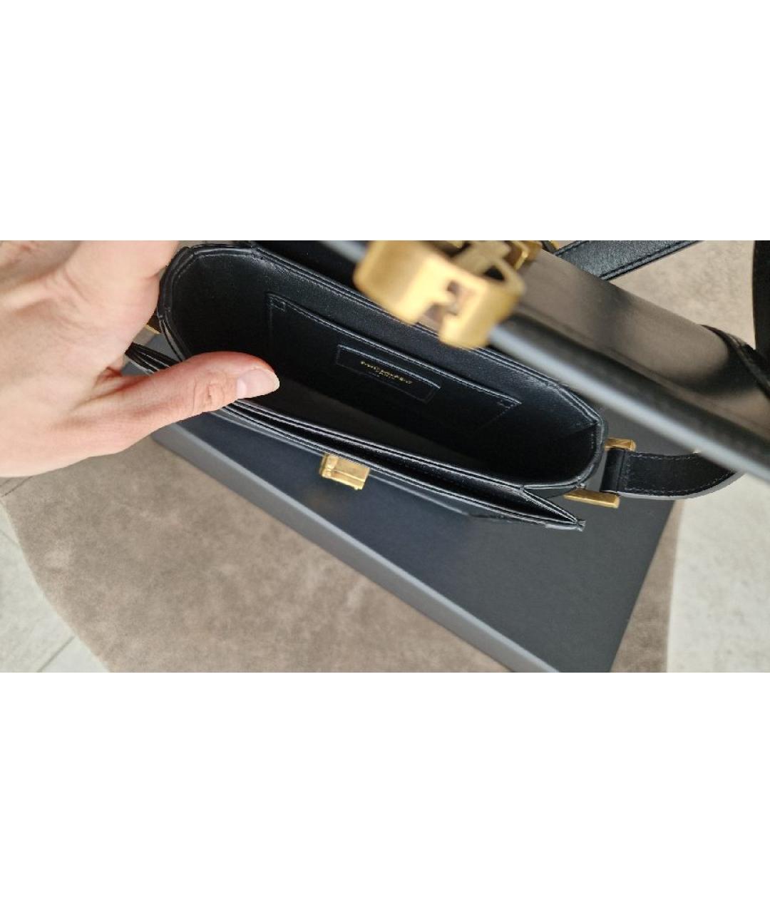 SAINT LAURENT Черная кожаная сумка через плечо, фото 4