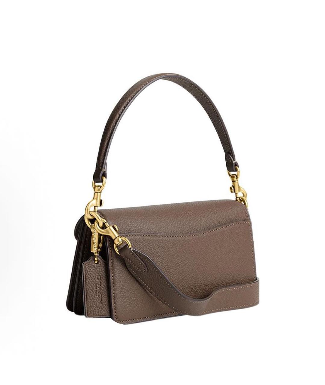 COACH Бежевая кожаная сумка с короткими ручками, фото 2