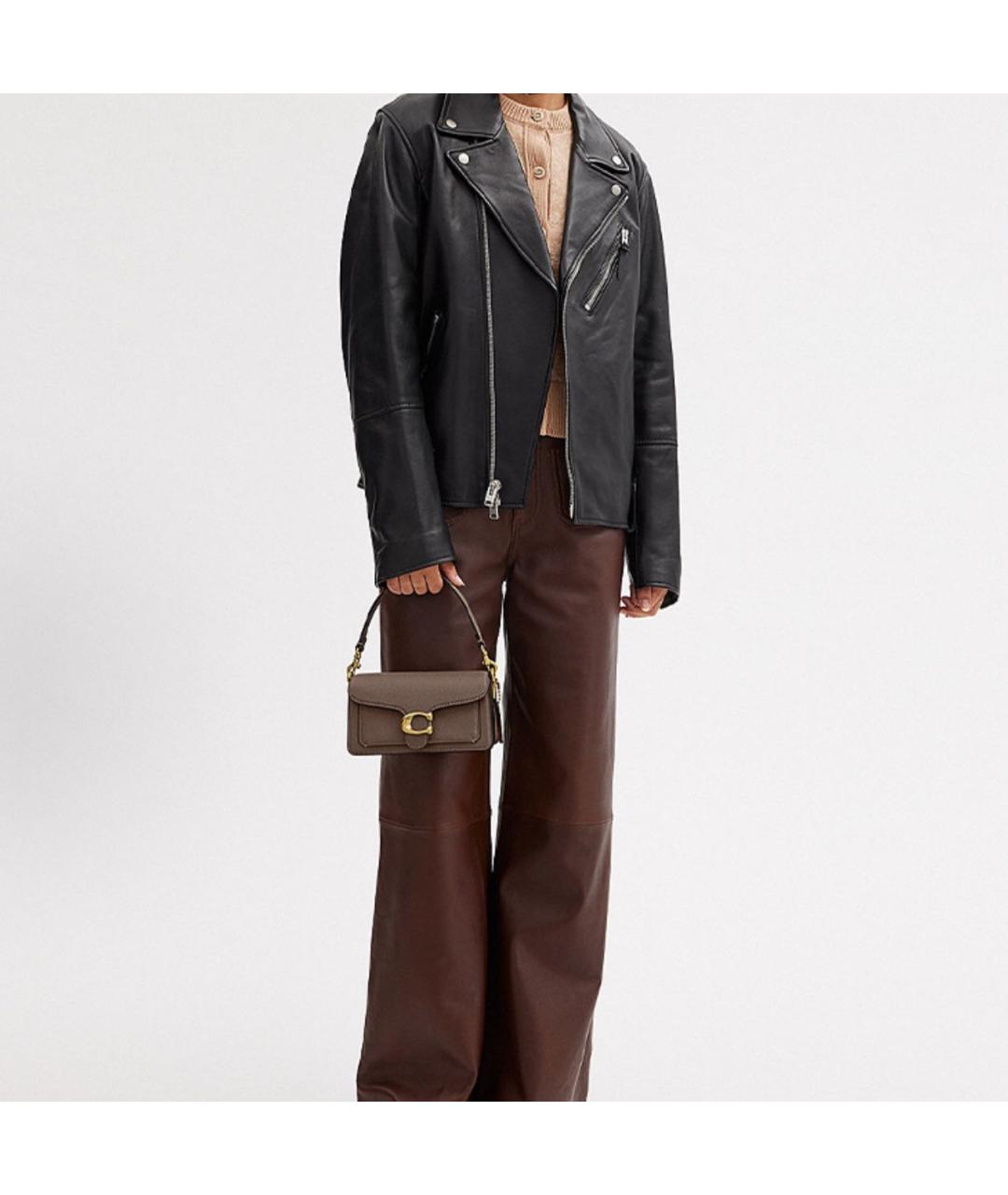 COACH Бежевая кожаная сумка с короткими ручками, фото 4