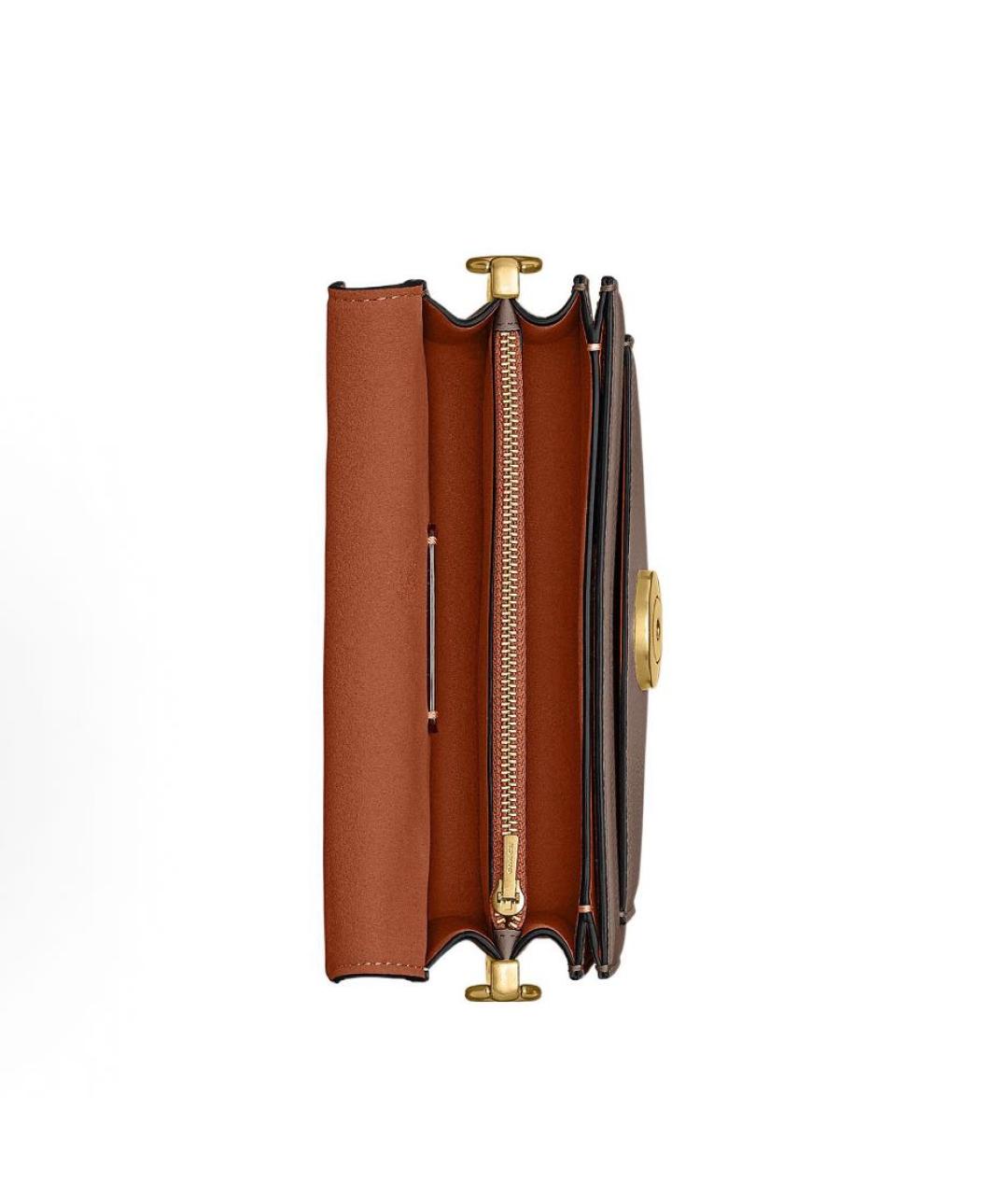 COACH Бежевая кожаная сумка с короткими ручками, фото 3